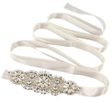 Ivory Ribbon Bridal Belt with crystal and pearl embellishments