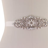 Ivory Ribbon Bridal Belt with crystal and pearl embellishments