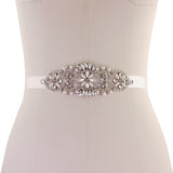 Ivory Ribbon Bridal Belt with crystal and pearl embellishments