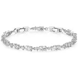 Luxury crystal bracelet made with clear crystals on a silver finish. 