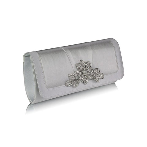 Silver satin clutch outlet