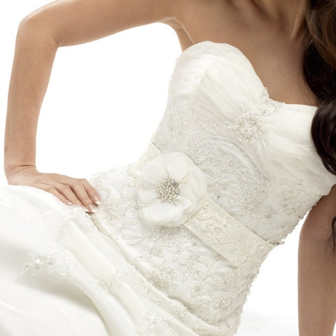 Ivory Flower Bridal Belt on Jacquard Belt