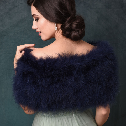 Navy blue fur 2024 shawl