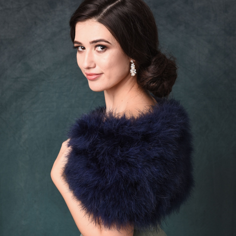 Navy blue fur wrap 2025