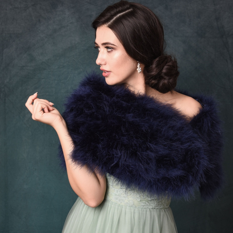 Cressida Marabou Feather Shrug Navy – Happy Wedding Day