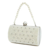 Amber Ivory Pearl & Crystal Evening Clutch Bag