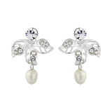 Crystal and pearl earrings with simulated ivory pearls and Swarovski crystals, the earrings measure 2cm