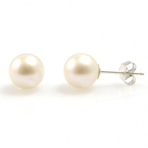 Elegant Ivory pearl earrings with a silver stem measuring 10mm