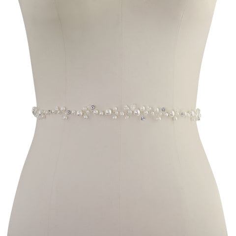 Delicate Pearl and Crystal Bridal Belt