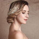 gold base large pearl cluster hair comb 