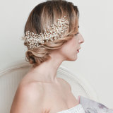 gold base large pearl cluster hair comb 