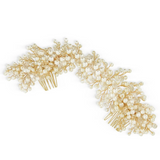 gold base large pearl cluster hair comb 