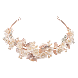 Jacinda Crystal and Pearl Flower Headband Tiara Available in Gold, Rose Gold & Silver