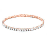 Rose Gold Single Row Crystal Tennis Bracelet with clasp fastening