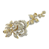 Crystal brooch made with clear crystals on a gold tone finish