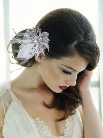 SassB Seraphina Feather Hair Piece - Silver