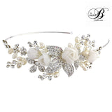 SassB Clara Pearl and Flower Hair Band Tiara