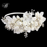 SassB Grace Flower and Pearl Hair Band Tiara