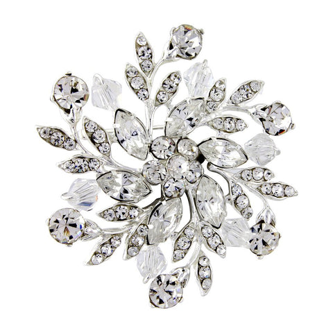 Crystal brooch made with clear Swarovski crystals on a silver plated finish, brooch measures 5cm by 5cm