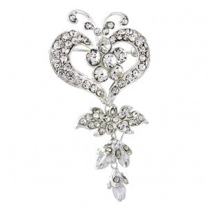 Crystal brooch made with high quality crystals and beads on a silver plated finish
