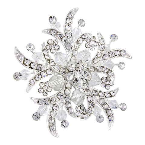 Crystal brooch silver plated with clear Swarovski crystals, it measures 5cm by 5cm 