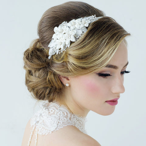 SassB Grace Flower and Pearl Hair Band Tiara