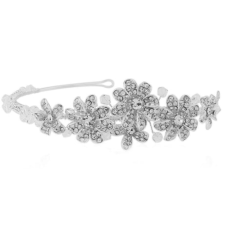 SassB Nellie Silver Crystal Hair Band Tiara