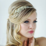 SassB Nellie Gold Crystal Flower Hair Band Tiara