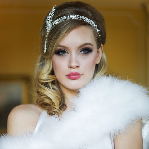 Luxury Crystal Pearl Bridal Headpiece Wedding Hair Vine Tiara New Amazon.com : BEAYFILY Bridal Wedding Hair Vine,Extra Long  main image 4