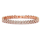 Crystal bracelet made with clear crystals on a rhodium plated rose gold finish