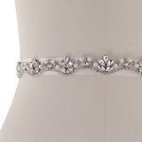 Vintage Style Silver Crystal and Pearl Bridal Belt on Ivory Ribbon
