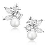 Carey White Gold Crystal and Pearl Earrings