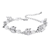 Caitlin Silver Pearl and Crystal Bracelet