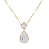 Crystal necklace made from top grade clear cubic zirconia crystals on a gold tone finish, pendant is 3.5cm long 