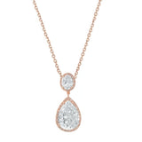Crystal necklace made from top grade clear cubic zirconia crystals on a rose gold finish, pendant is 3.5cm long 