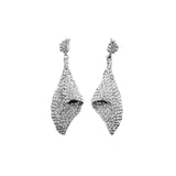 Crystal chandelier earrings made with clear crystals in a leaf design, they are 2cm wide with a drop of 6.5cm