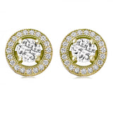 Crystal earrings made with clear cubic zirconia crystals on a gold plated finish, the earrings measure 1cm by 1cm