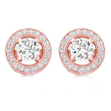 Crystal earrings made with clear cubic zirconia crystals on a rose gold plated finish, they measure 1cm by 1cm 