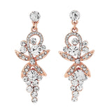 Crystal earrings made with clear crystals on a sparkly rose gold finish, they measure 5cm long