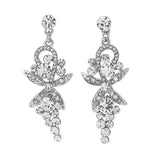 Crystal earrings made with clear crystals on a sparkly silver tone finish, they measure 5cm long