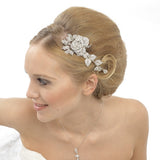 Katy Crystal Rose Hair Comb (Large)