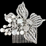 Naomi Crystal and Pearl Flower Hair Comb