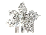 Naomi Crystal and Pearl Flower Hair Comb