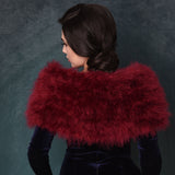 Beatrice Burgundy Wine Marabou Feather Shrug