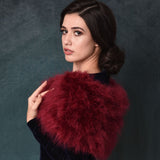 Beatrice Burgundy Wine Marabou Feather Shrug