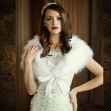 SassB Ivory Leia Marabou Feather Shrug