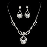 Crystal necklace and matching earrings set made from clear crystals on a silver tone finish, the necklace is fully adjustable and the earrings measure 3.5cm long. 