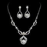 Crystal necklace and matching earrings set made from clear crystals on a silver tone finish, the necklace is fully adjustable and the earrings measure 3.5cm long. 