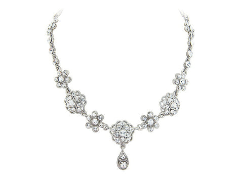 Crystal necklace made with clear crystals on a silver tone finish