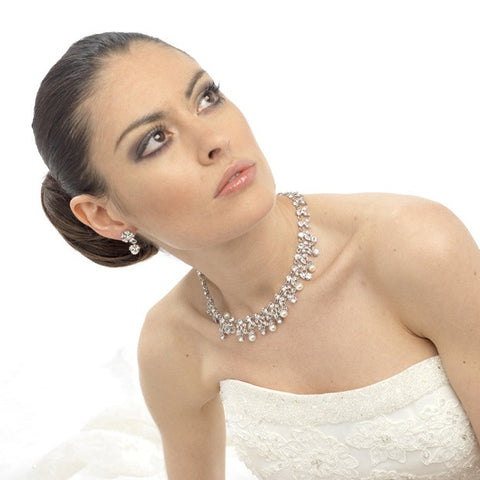 Miranda Crystal and Pearl Necklace Set
